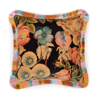 AMATORIA Medium Fringe Velvet Cushion - Noir