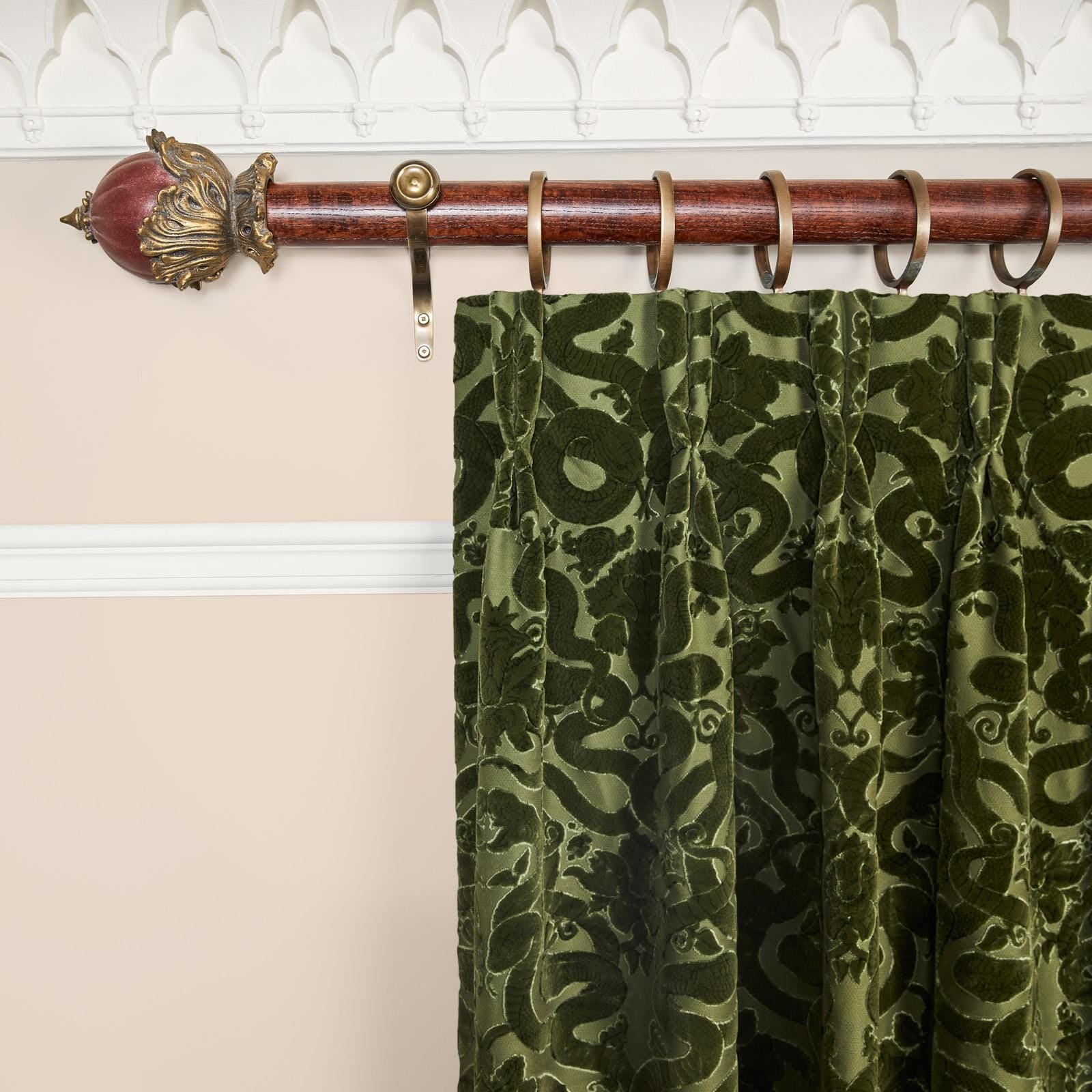 ANACONDA Velvet Curtain - Olive Green