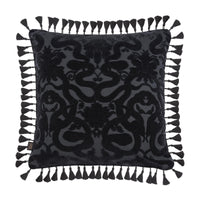 ANACONDA Large Tassel Cut-Velvet Cushion - Noir