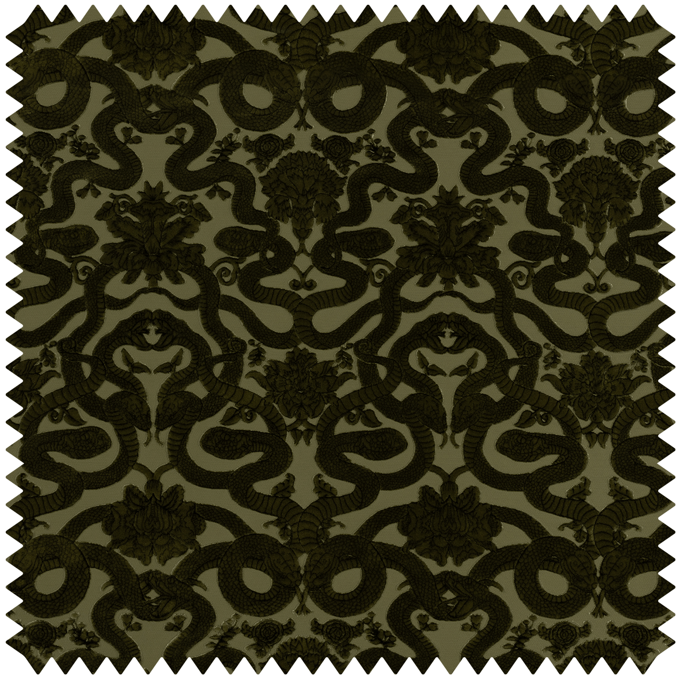 ANACONDA Cut-Velvet - Olive Green