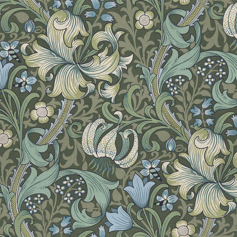 GOLDEN LILY Wallpaper - Verde Sample
