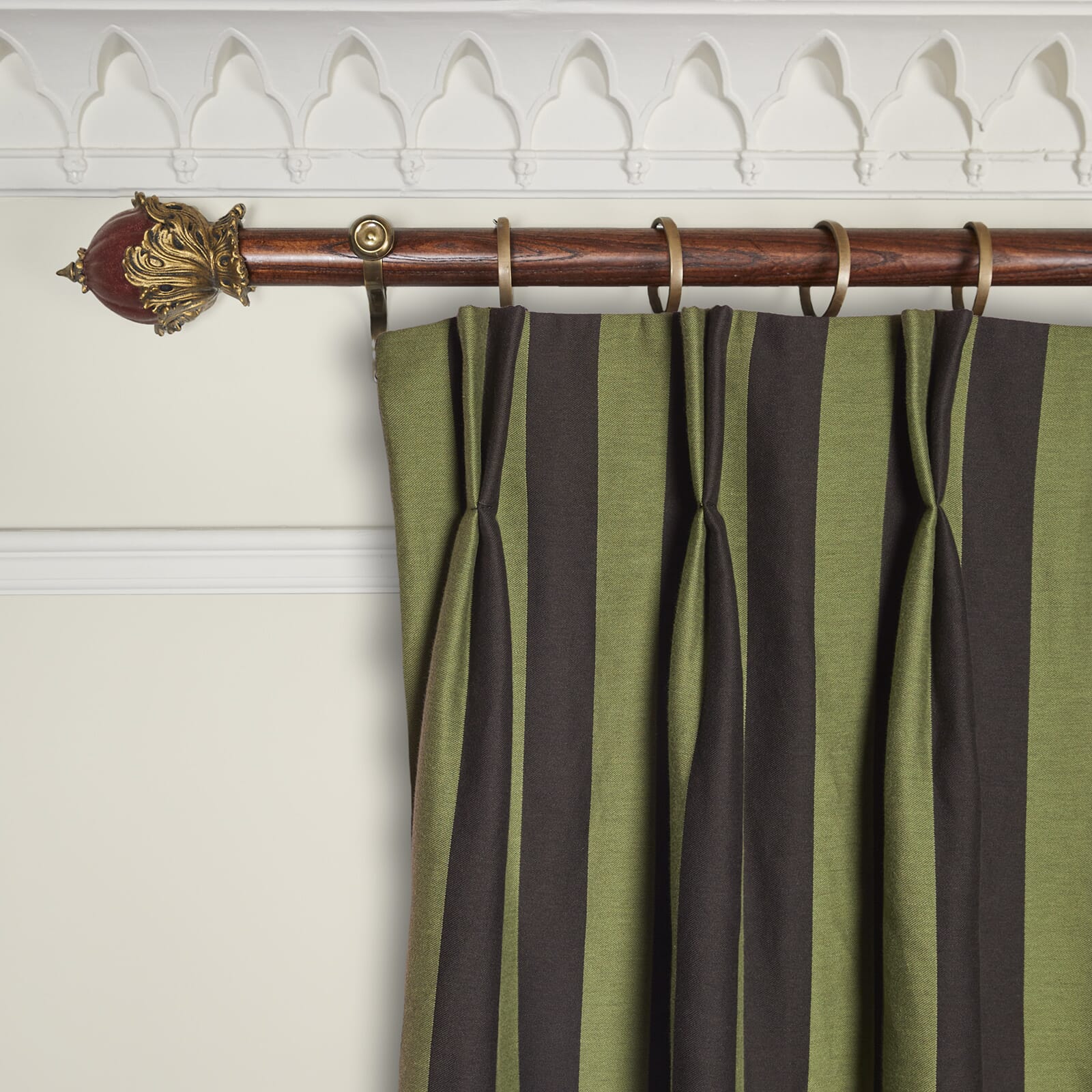 CAMELOT STRIPE Jacquard Curtain - Vedrigris and Noir