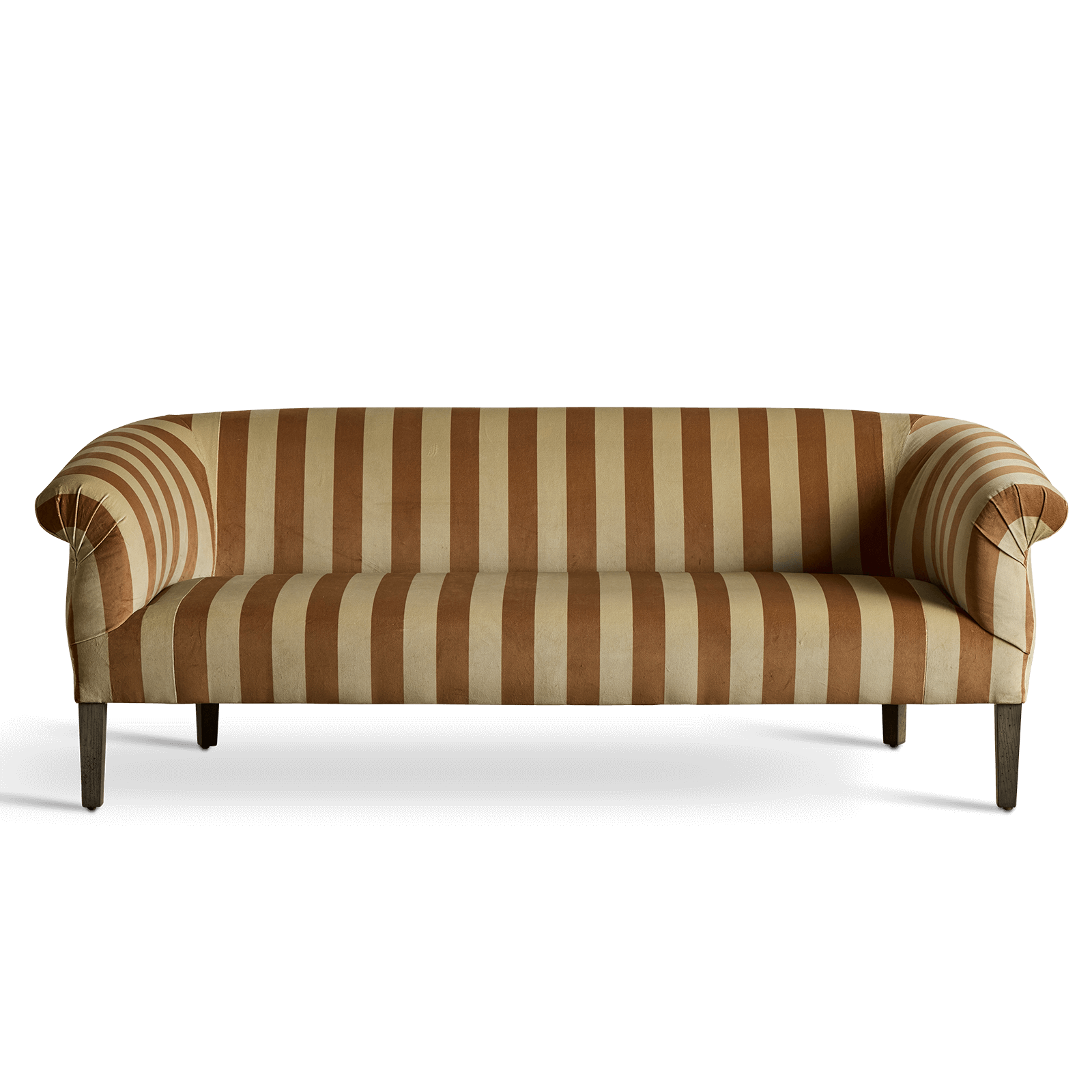 CAMELOT STRIPE Velvet Lowback Settee - Ginger