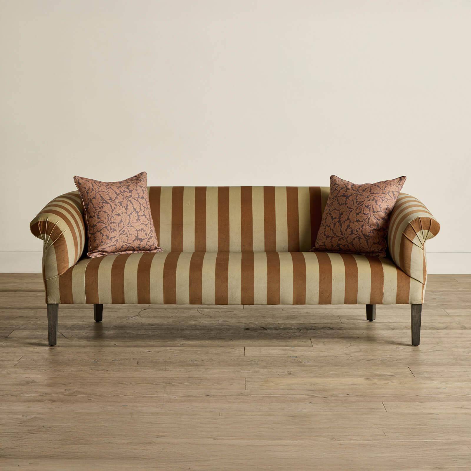 CAMELOT STRIPE Velvet Lowback Settee - Ginger