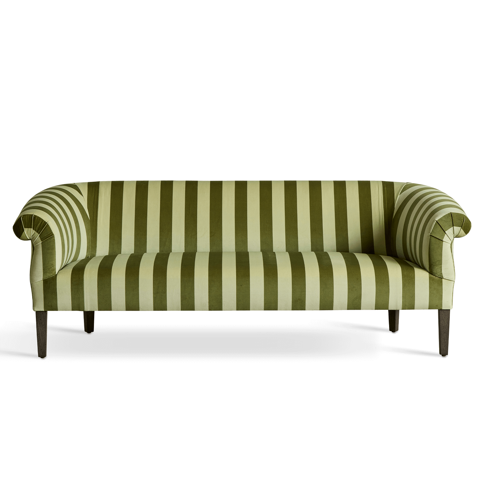 CAMELOT STRIPE Velvet Lowback Settee - Juniper