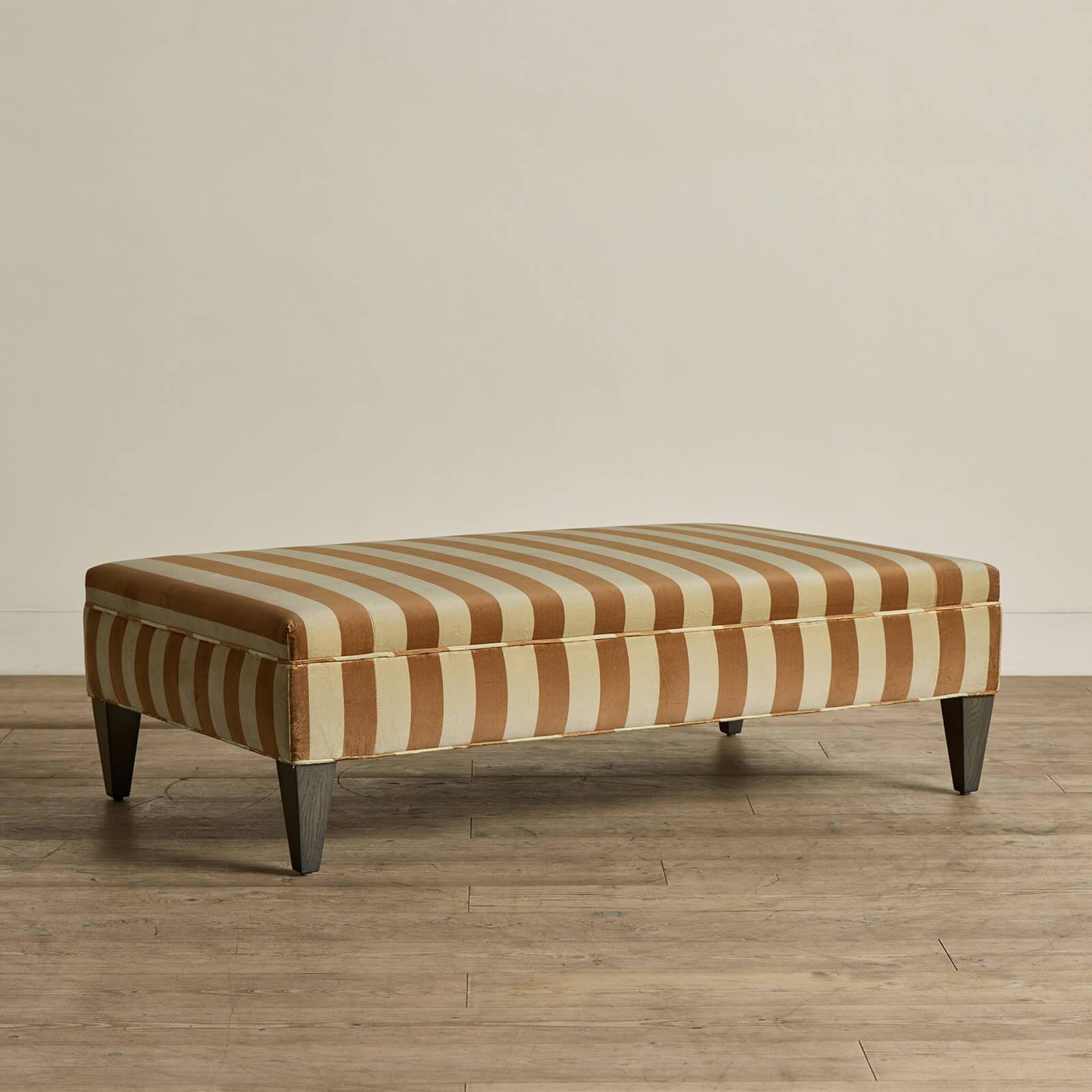 CAMELOT STRIPE Velvet Rectangular Ottoman - Ginger