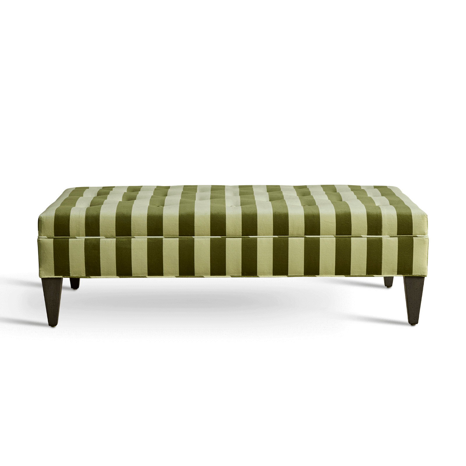CAMELOT STRIPE Velvet Tufted Ottoman - Juniper
