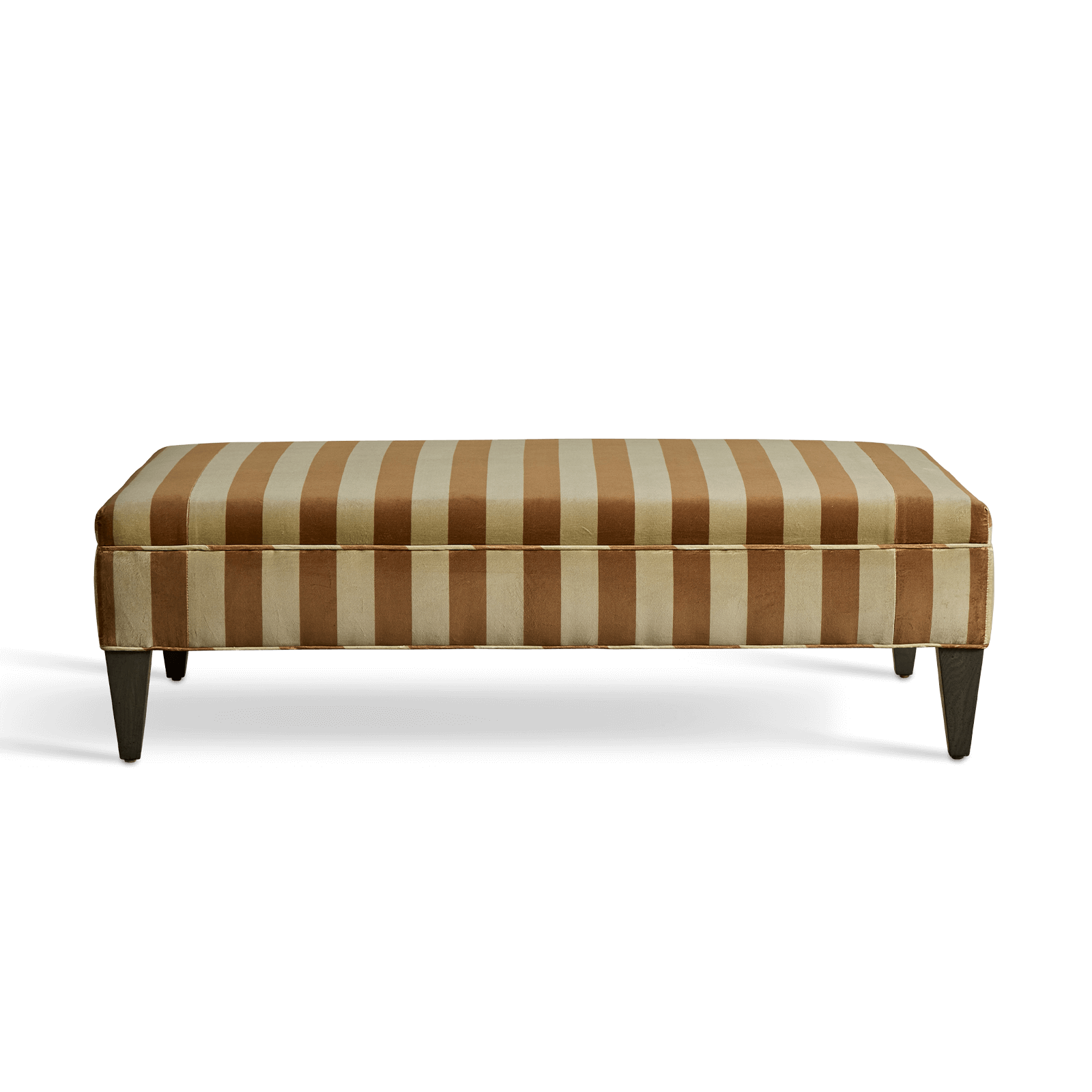 CAMELOT STRIPE Velvet Rectangular Ottoman - Ginger