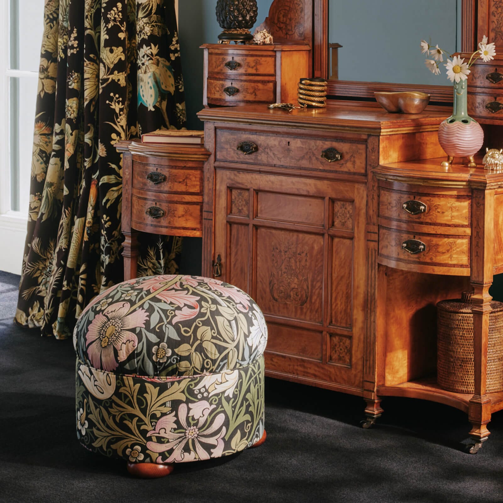 COMPTON Cotton Linen Vesper Bottoman - Onyx