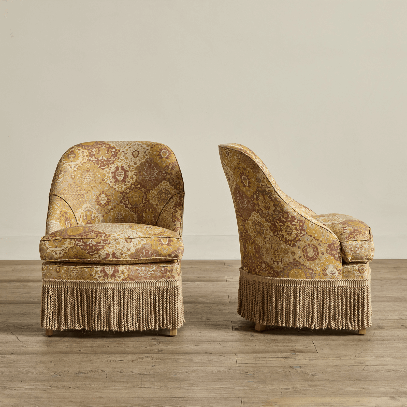 CASPAR Linen Fireplace Pull-up Chair - Ginger