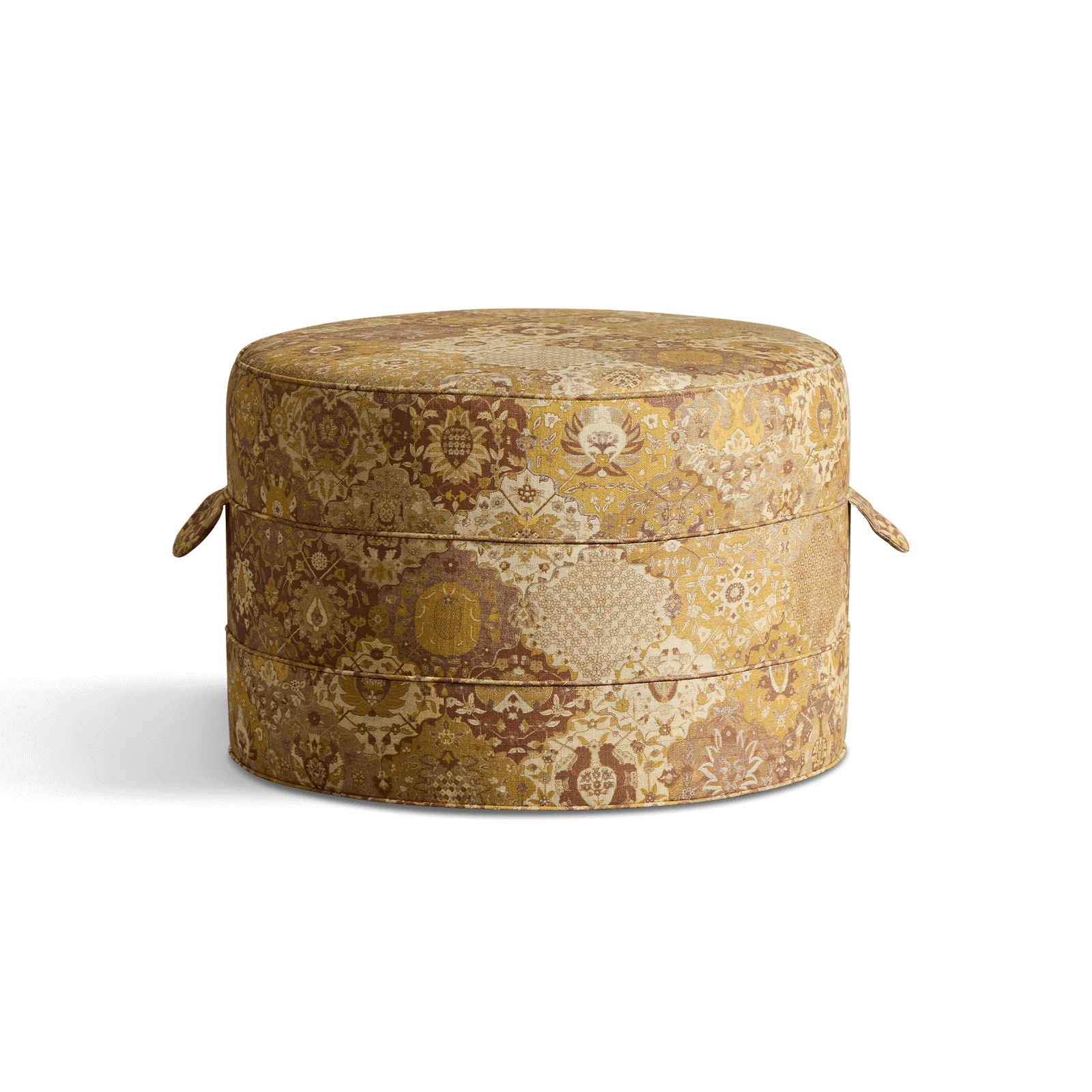 CASPAR Linen Medium Round Hassock - Ginger