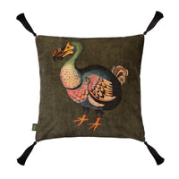 DODO Medium Velvet Tassel Cushion - Verdigris