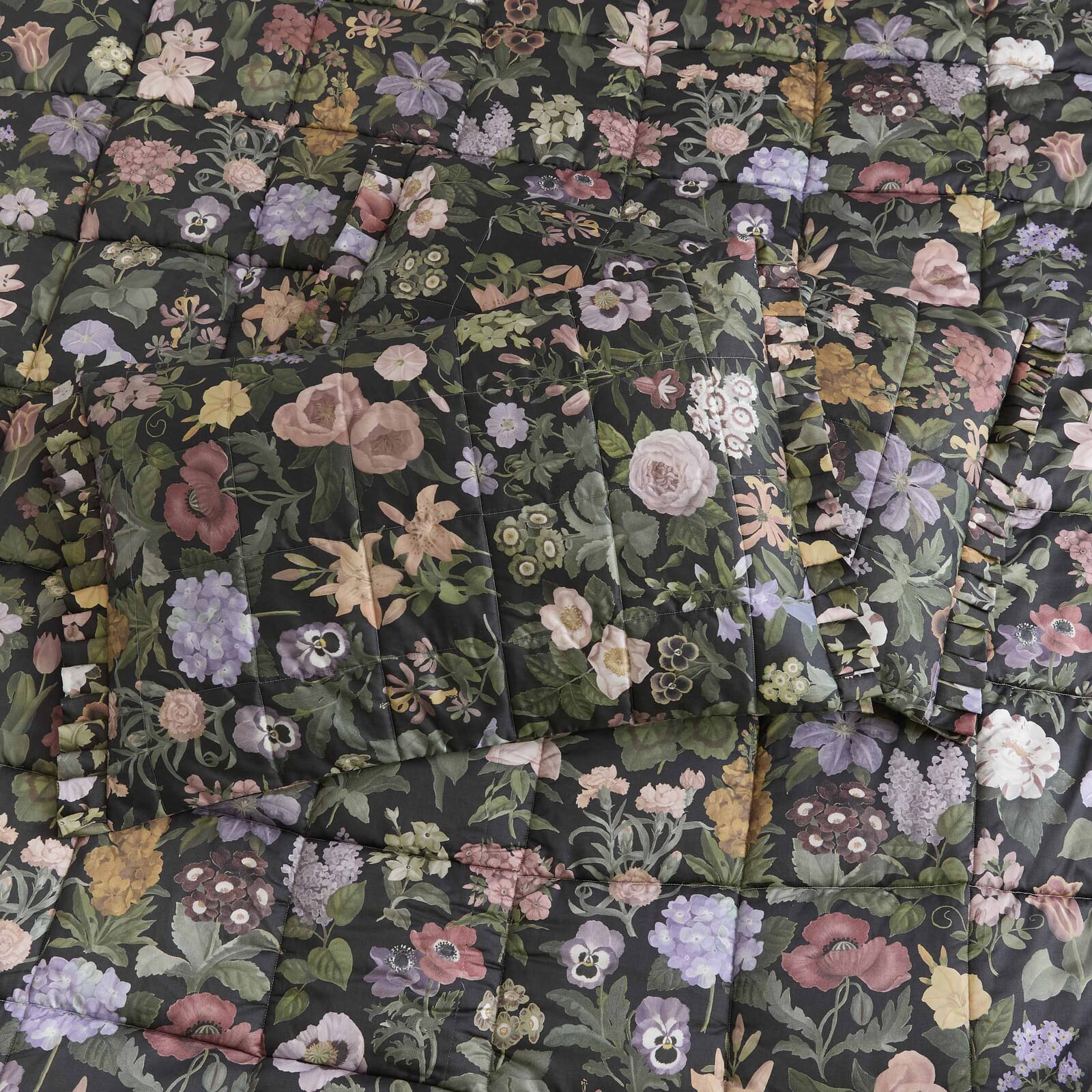 FLORALIA Cotton Sateen Pillowcases - Noir (Set of 2)