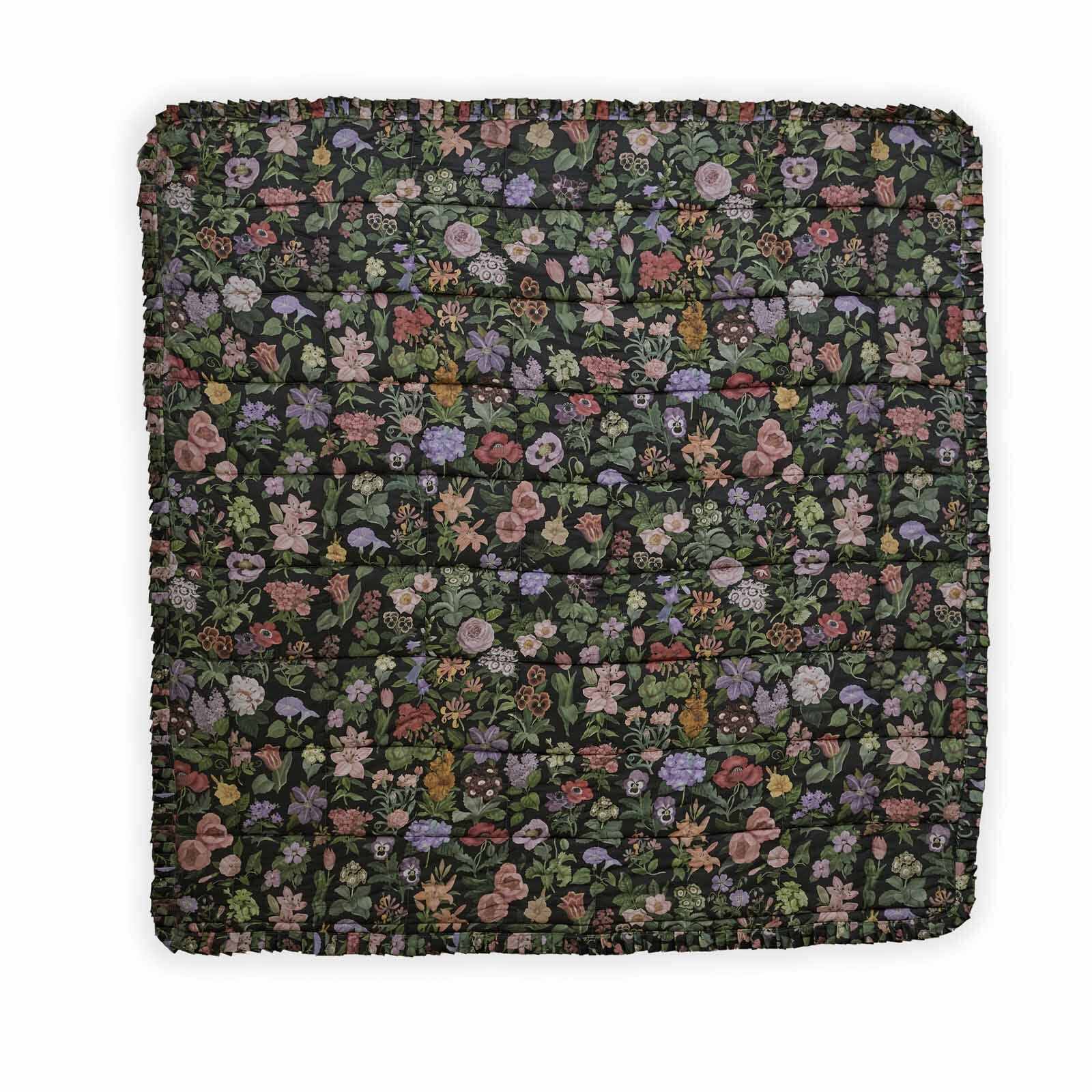 FLORALIA Cotton Sateen Quilt - Noir