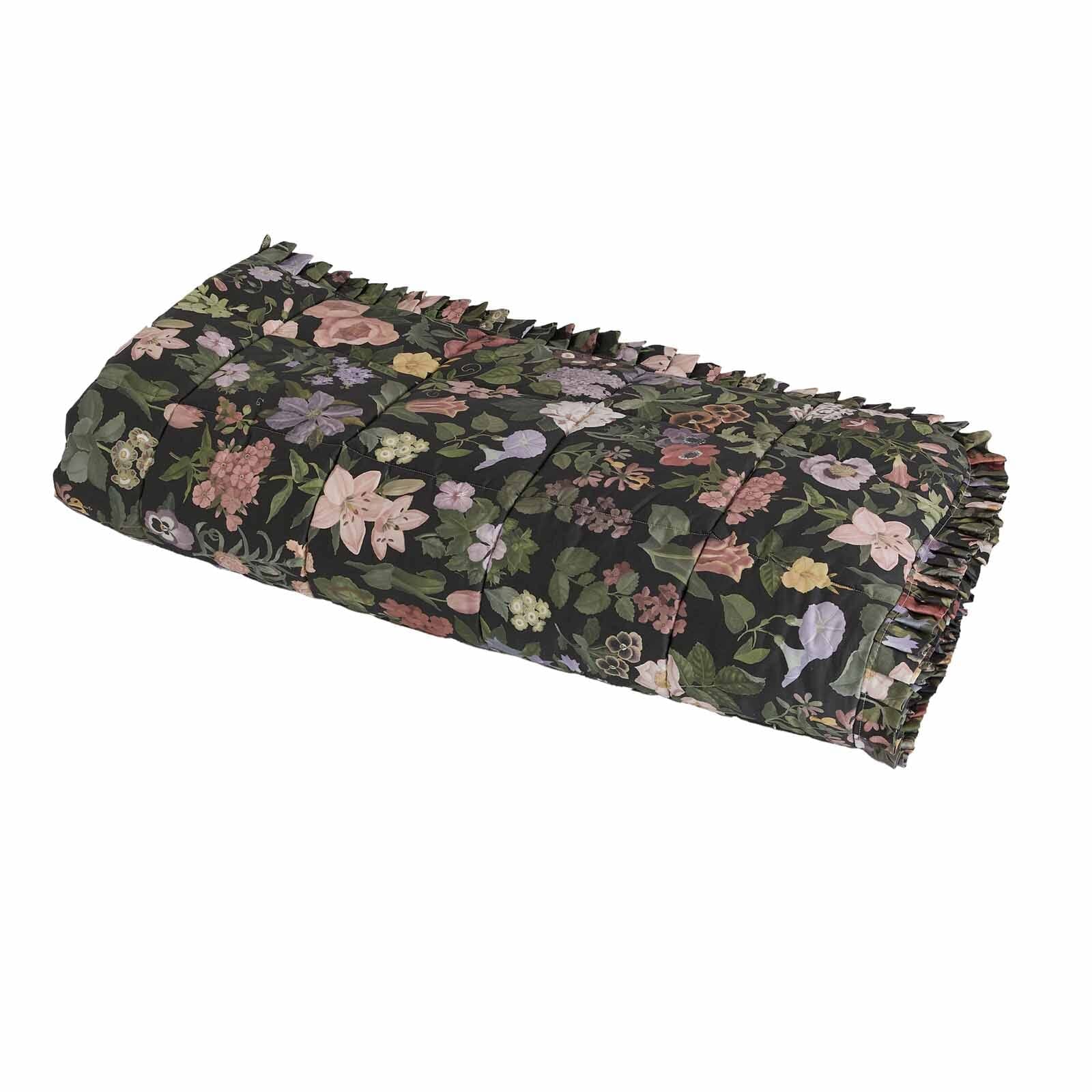 FLORALIA Cotton Sateen Quilt - Noir
