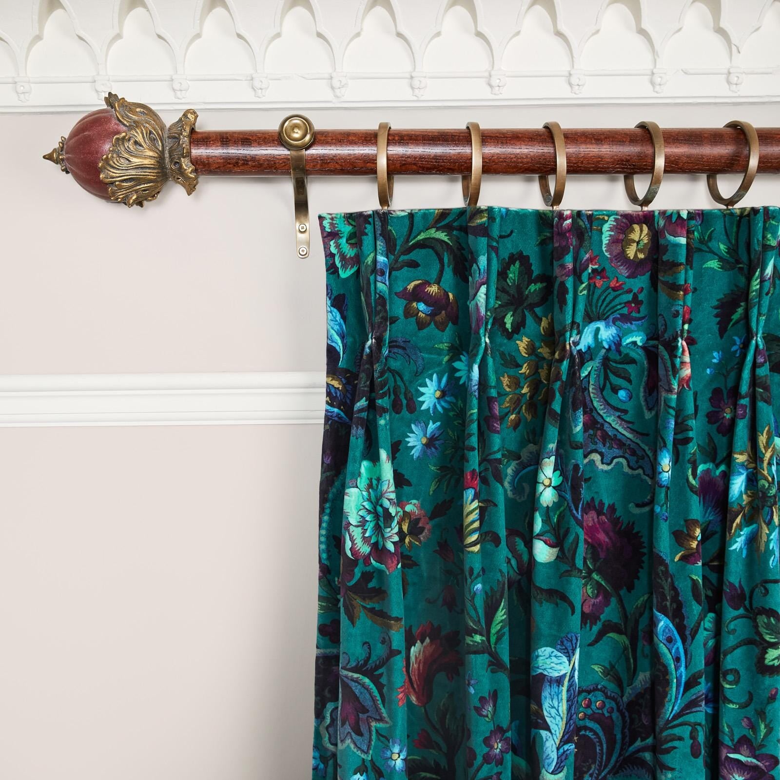 FLORIKA Velvet Curtain - Petrol