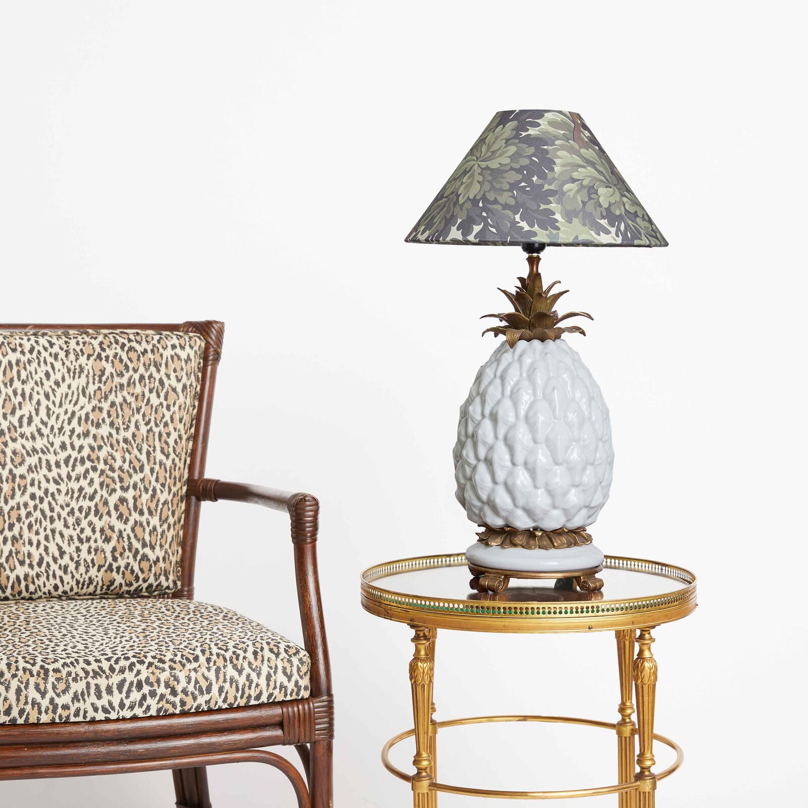 FORIS Malpas Verdure Lampshade with ANANAS Off White Lampstand