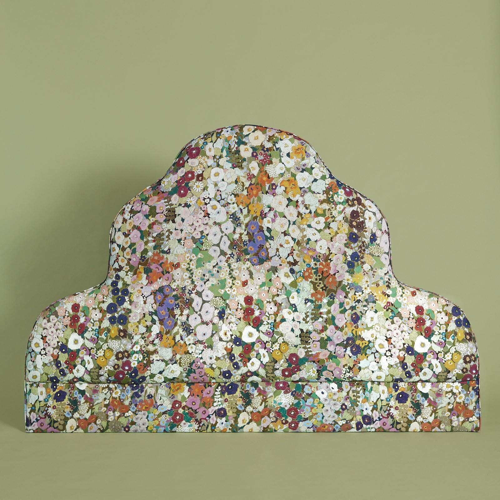 HOLLYHOCKS Cotton Linen Scalloped Headboard - Spring