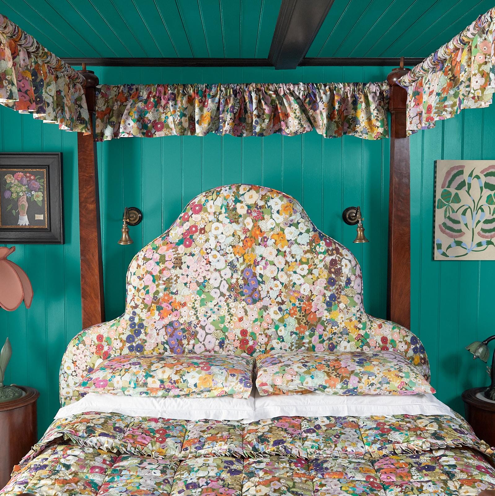 HOLLYHOCKS Cotton Linen Scalloped Headboard - Spring