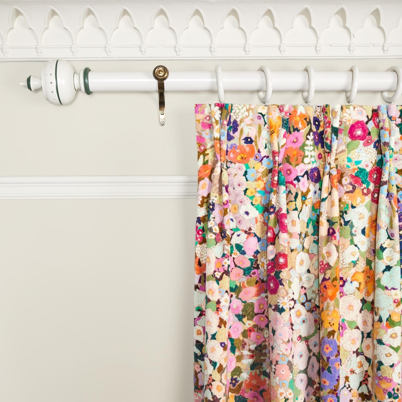 HOLLYHOCKS Velvet Curtain - Spring