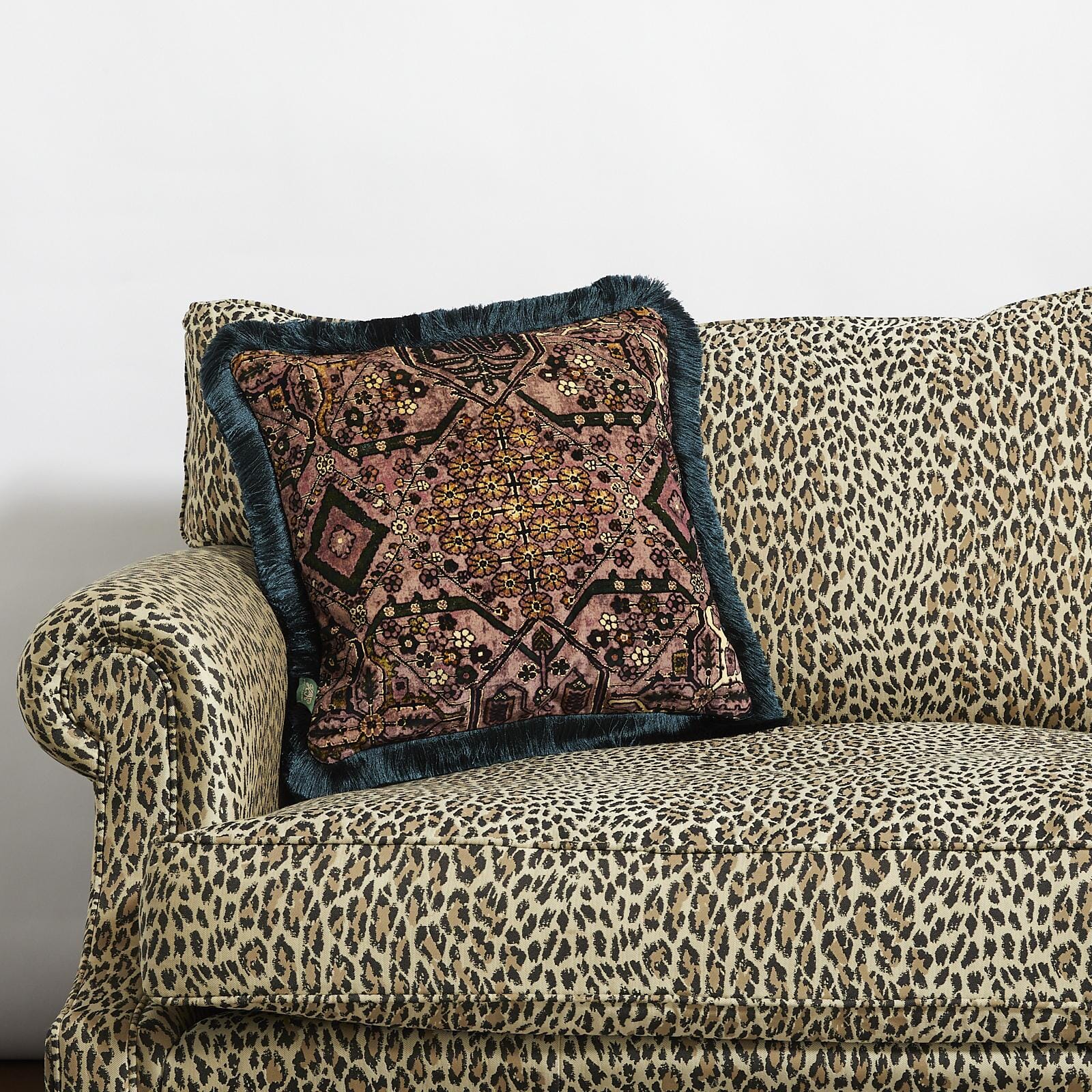 MEY MEH Medium Fringed Velvet Cushion - Blush