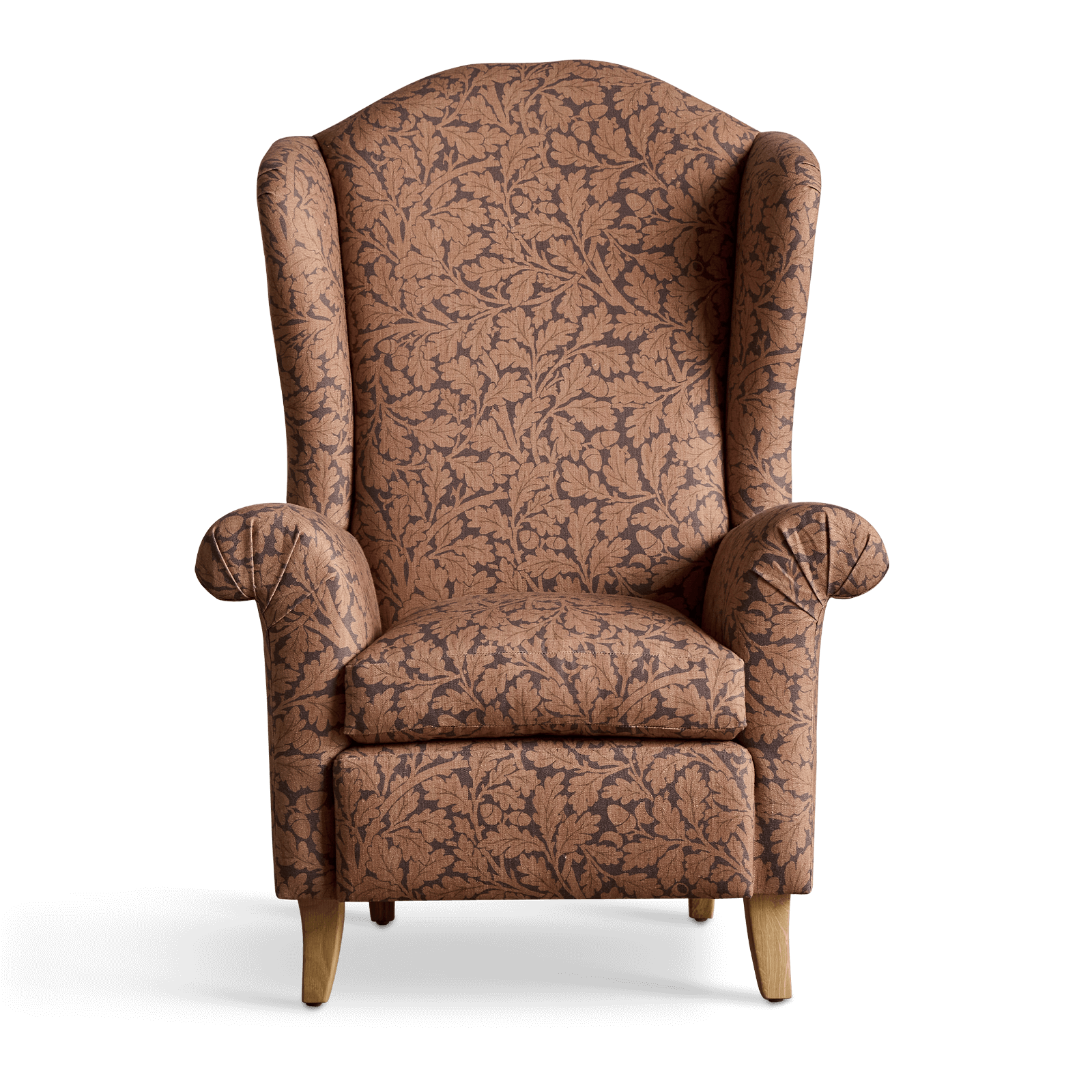 QUERCUS Linen Wingback Chair - Aubergine
