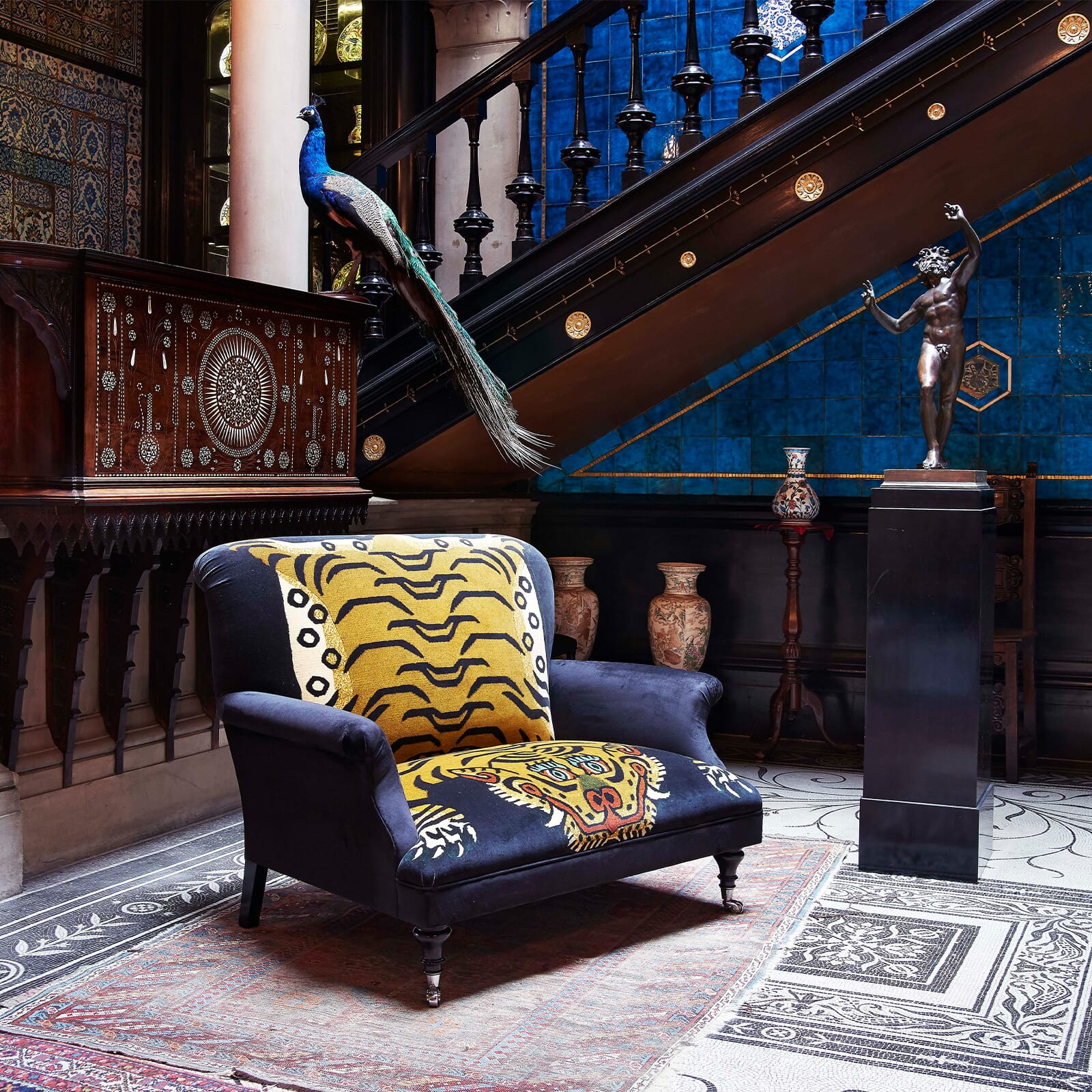 SABER Velvet Bloomsbury Loveseat - Midnight