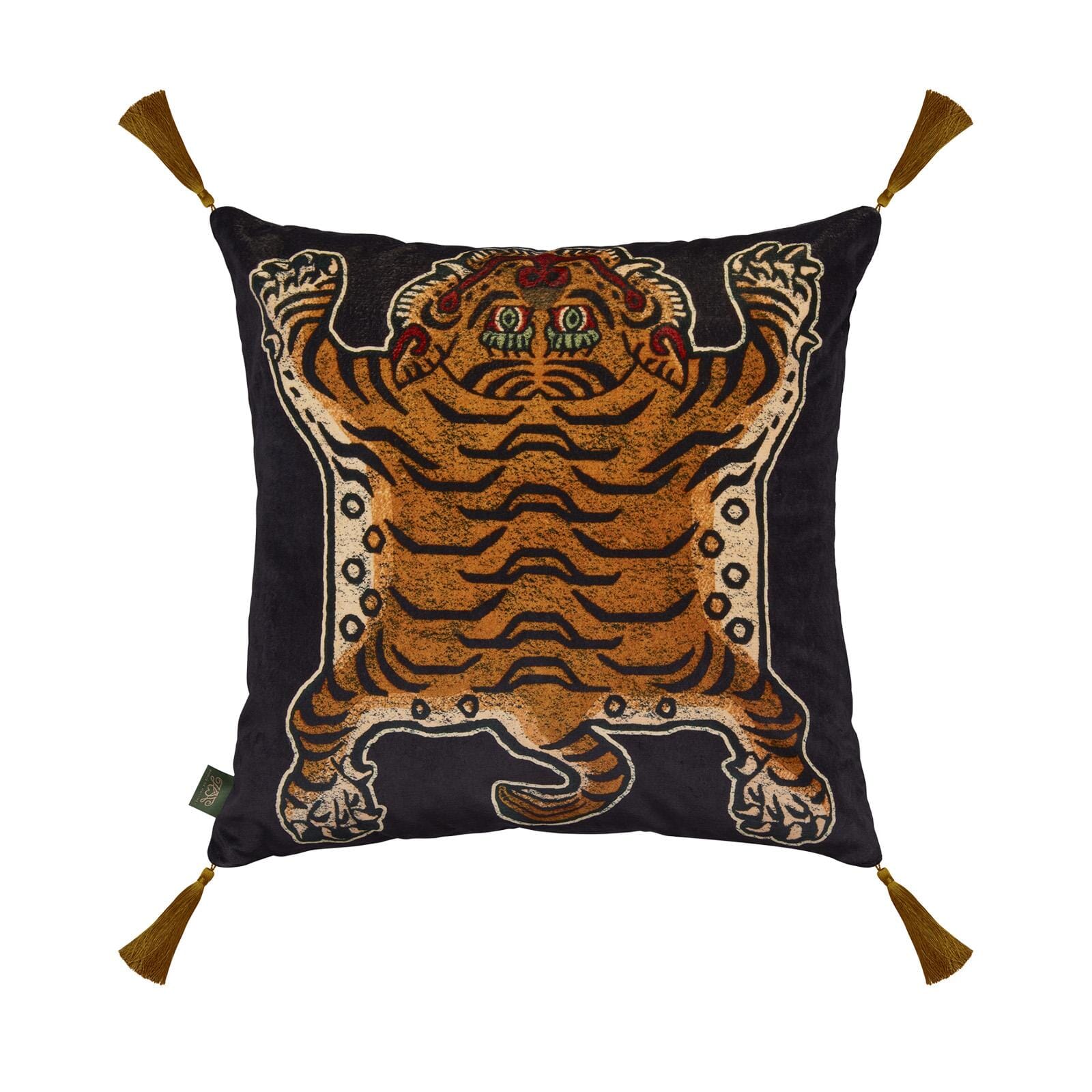 SABER Medium Tassel Velvet Cushion - Noir