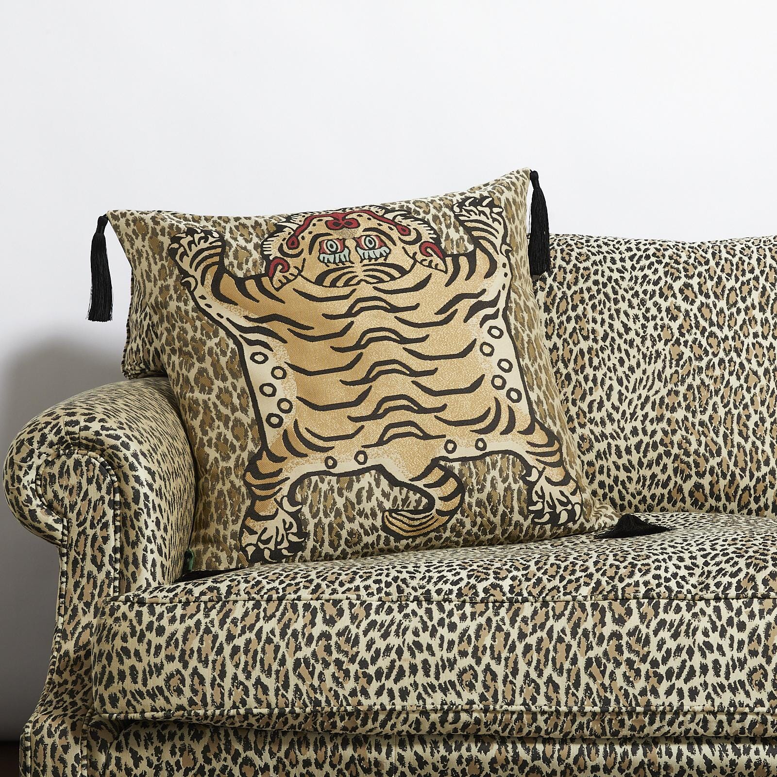 WILD SABER Large Tassel Jacquard Cushion - Butterscotch