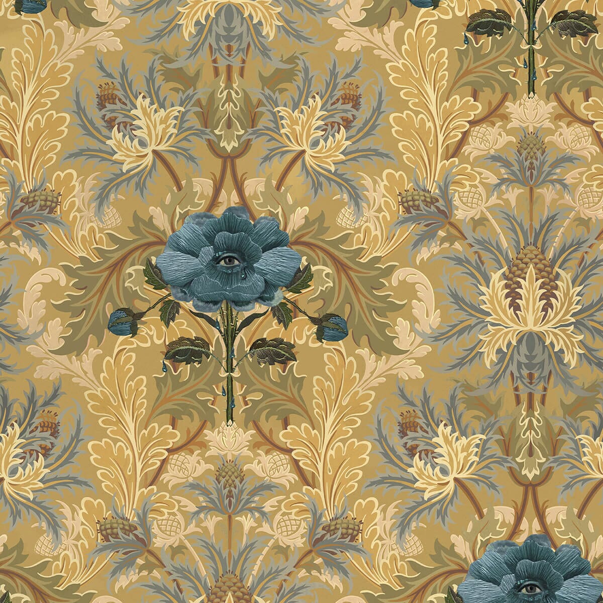THE BLUE ROSE WEEPING Wallpaper Aurelian House of Hackney