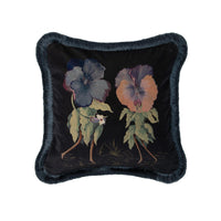 LOVE LETTER Medium Fringe Velvet Cushion - Noir