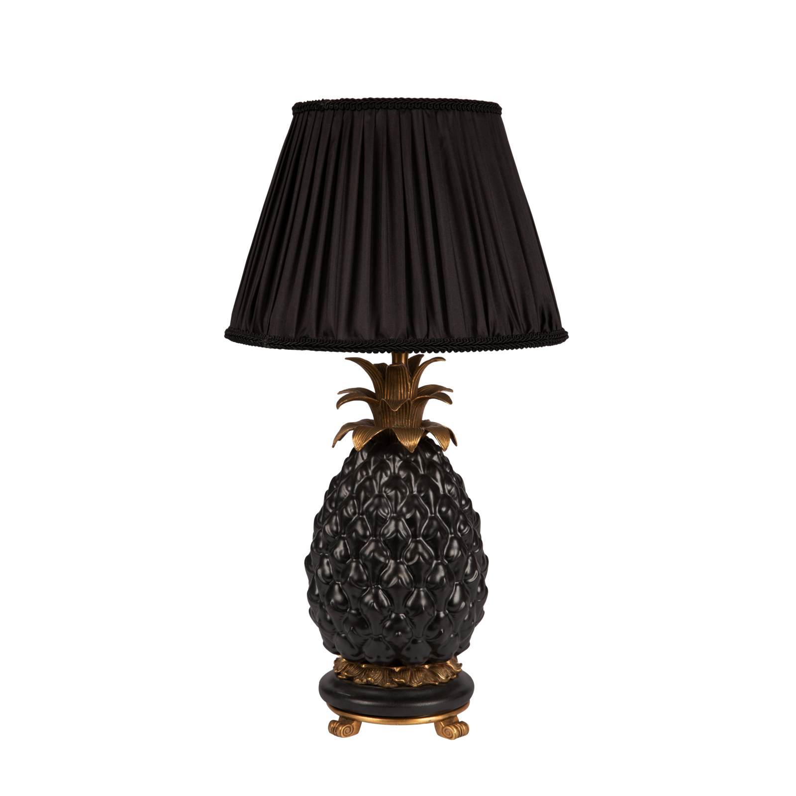 ARCOLA Pleated Black Lampshade with Ananito Matte Black Lampstand