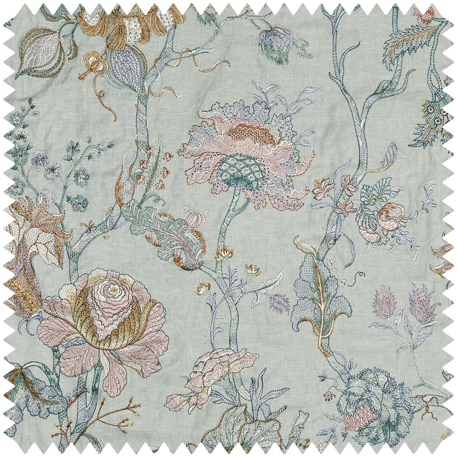 ARTEMIS Embroidered Linen - Pistachio Sample
