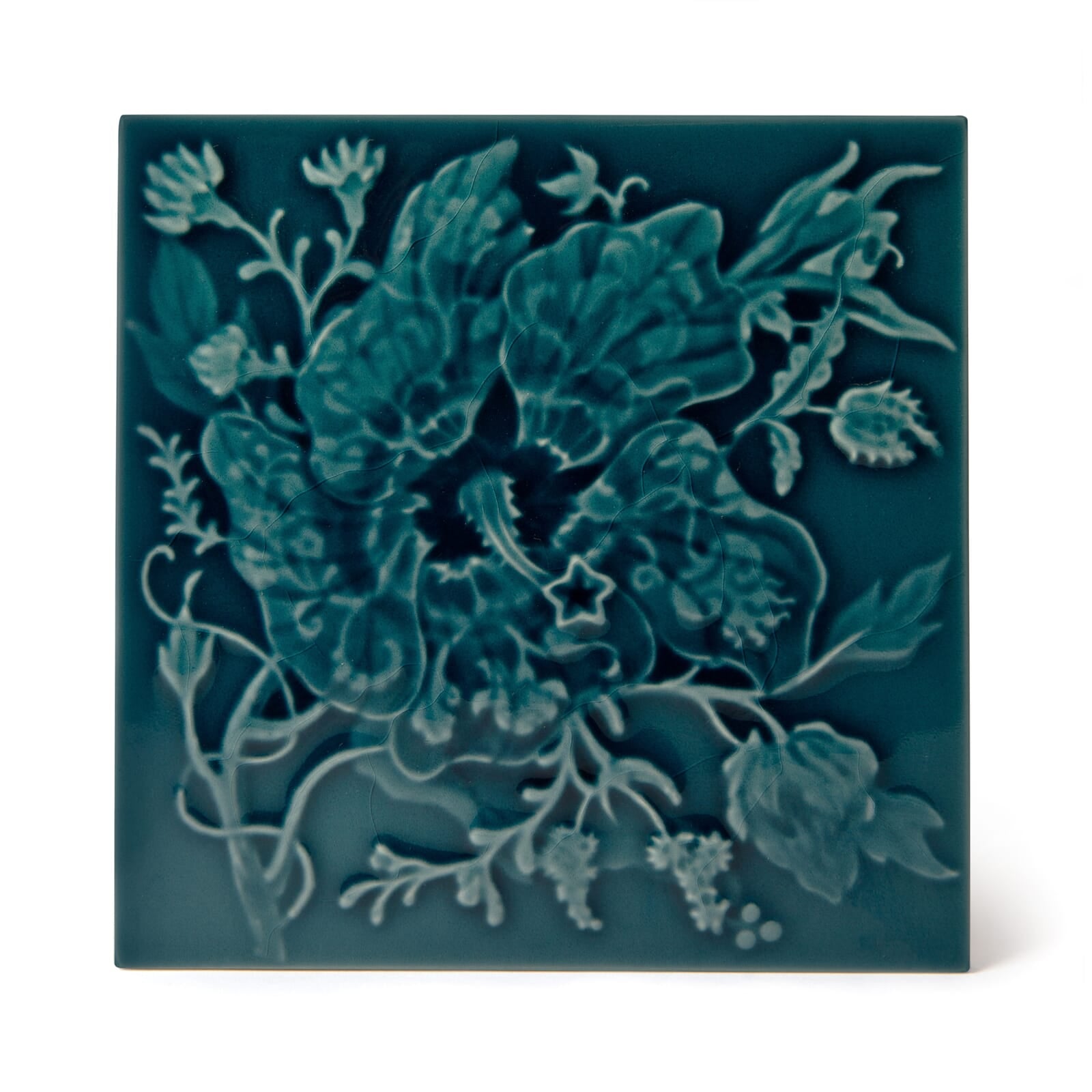 ARTEMIS HIBISCUS Relief Tiles Sample - Teal