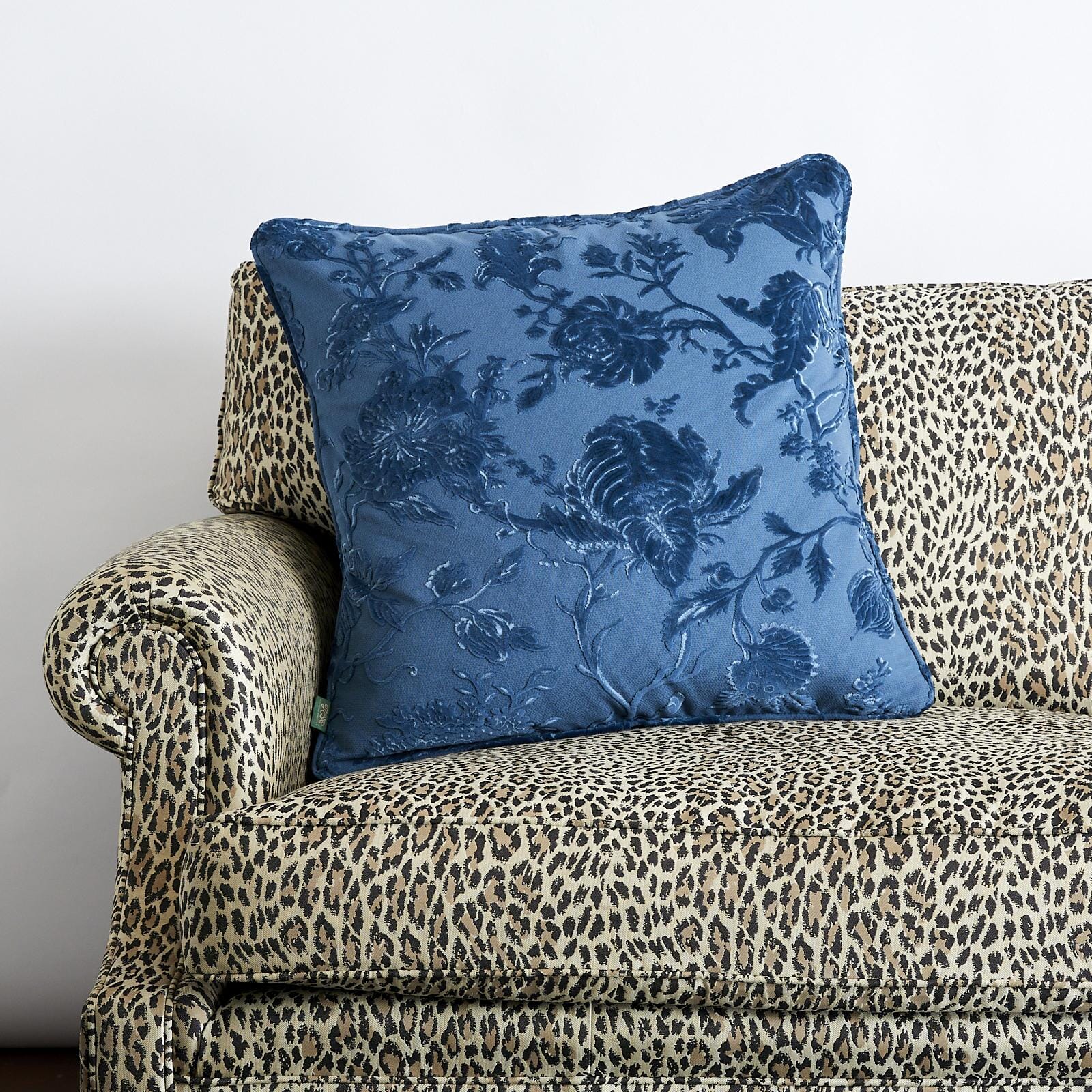ARTEMIS Large Cut-Velvet Cushion - Cerulean