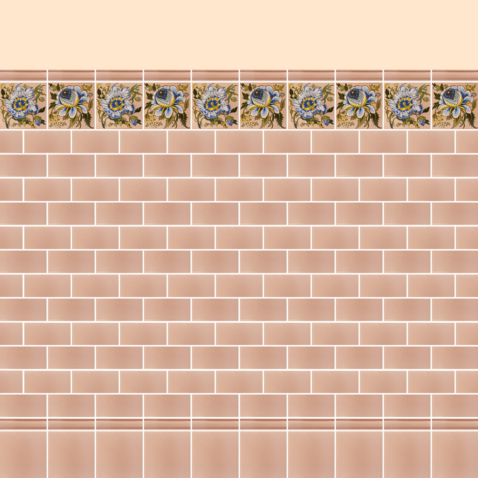 ARTEMIS HIBISCUS Printed Tiles Sample - Blush