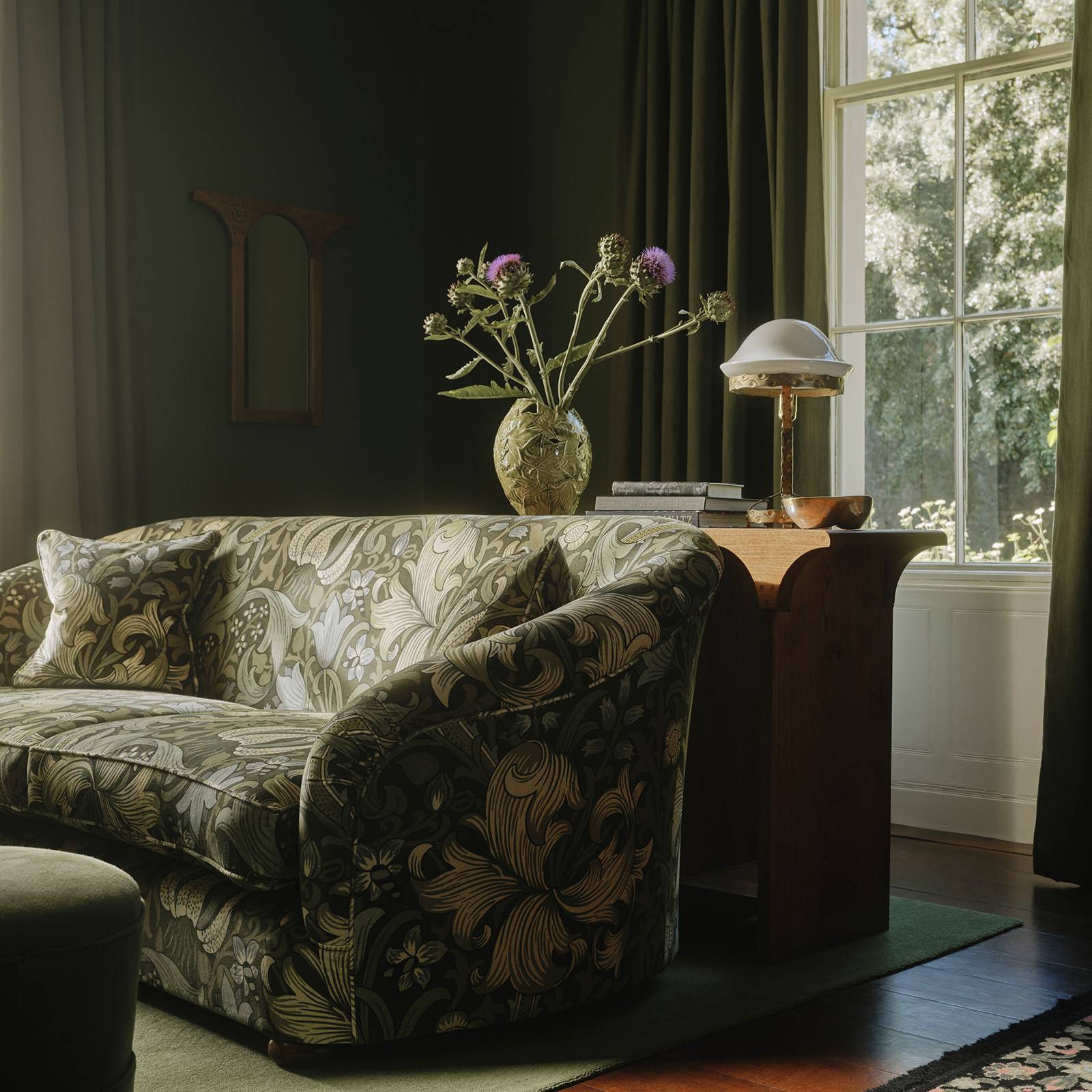 GOLDEN LILY MAGNA Velvet Vesper 3-Seater Sofa - Verde