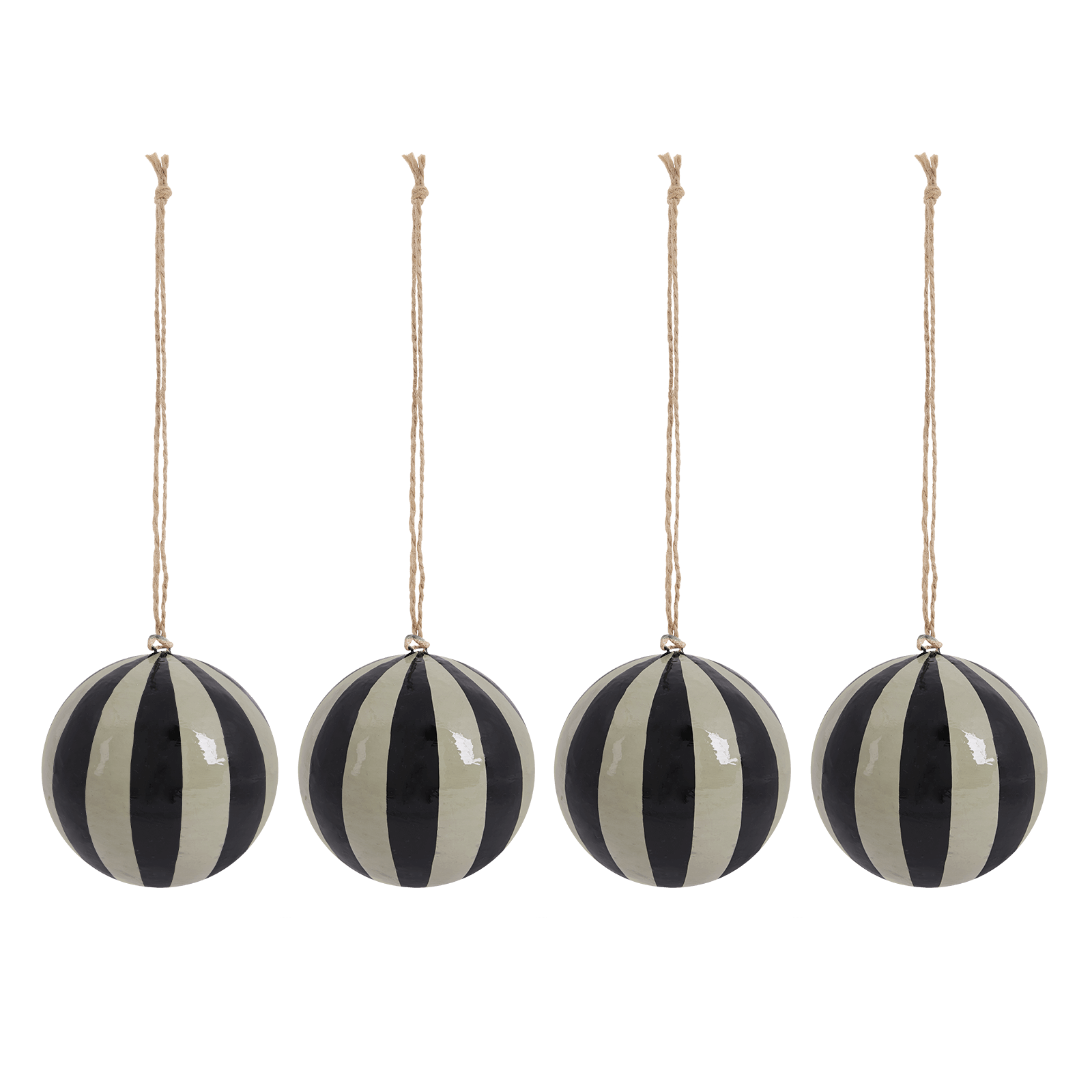 Striped Baubles 4 pack - Black