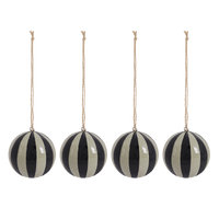 Striped Baubles 4 pack - Black