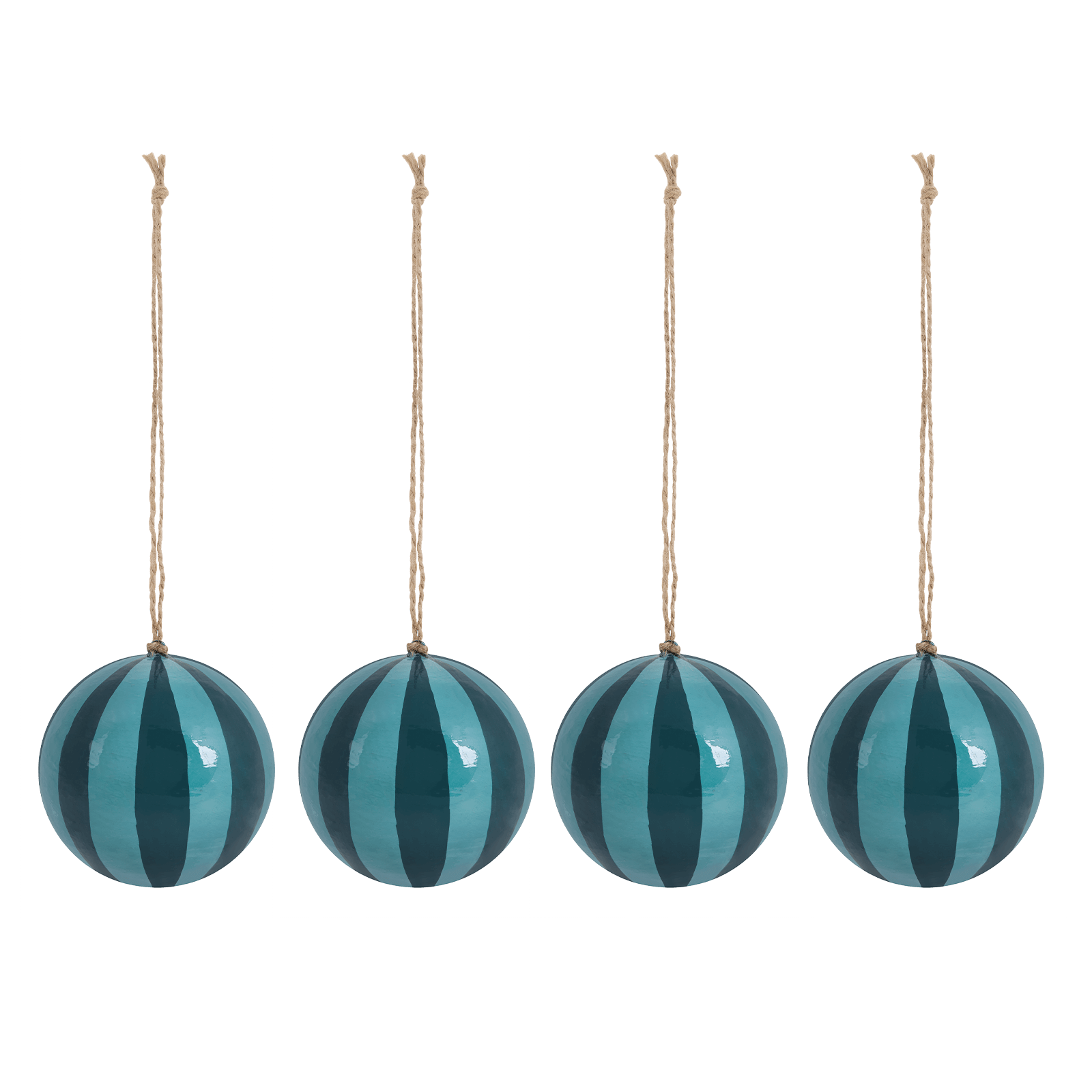 Striped Baubles 4 pack - Blue