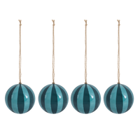 Striped Baubles 4 pack - Blue