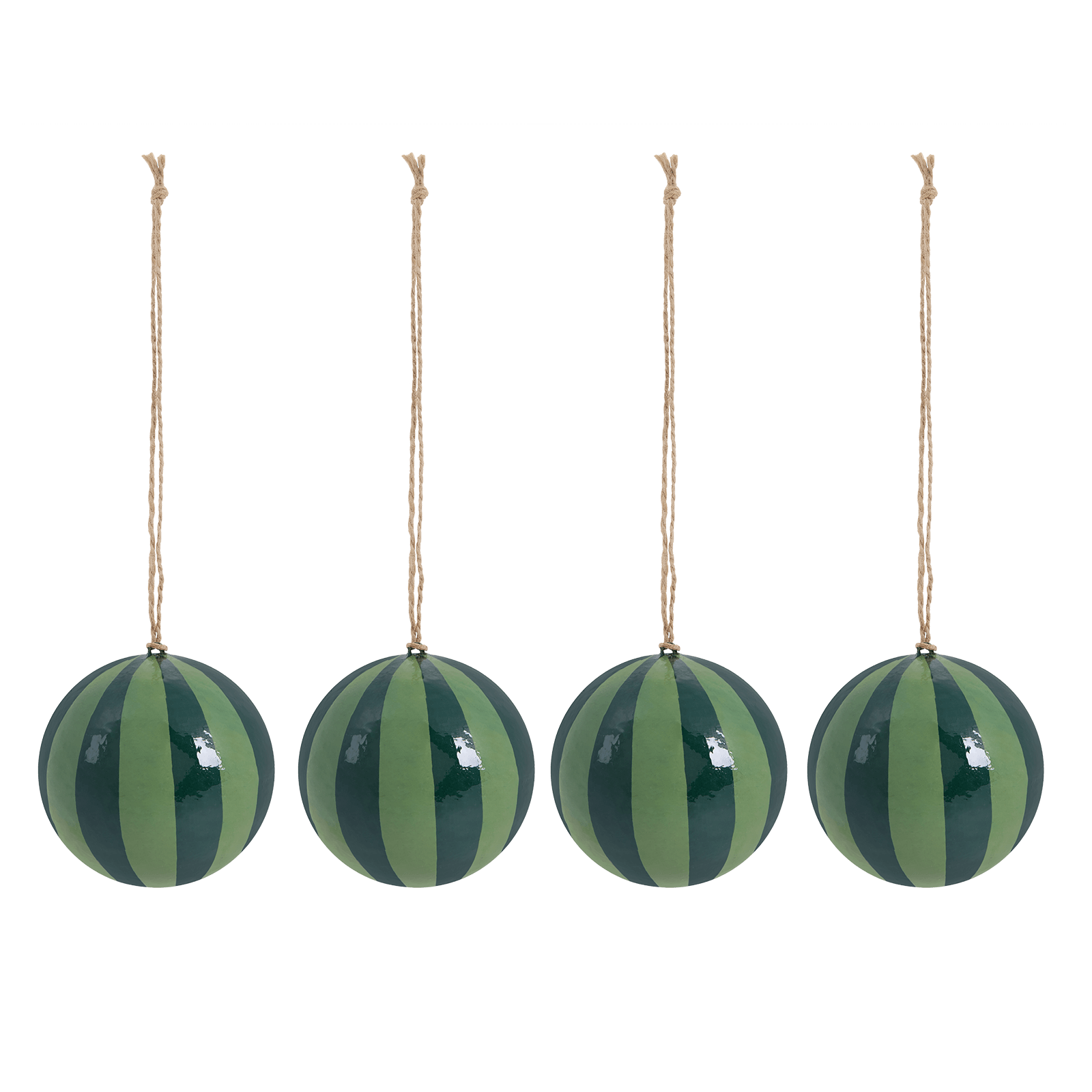Striped Baubles 4 pack - Green