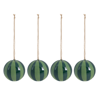 Striped Baubles 4 pack - Green