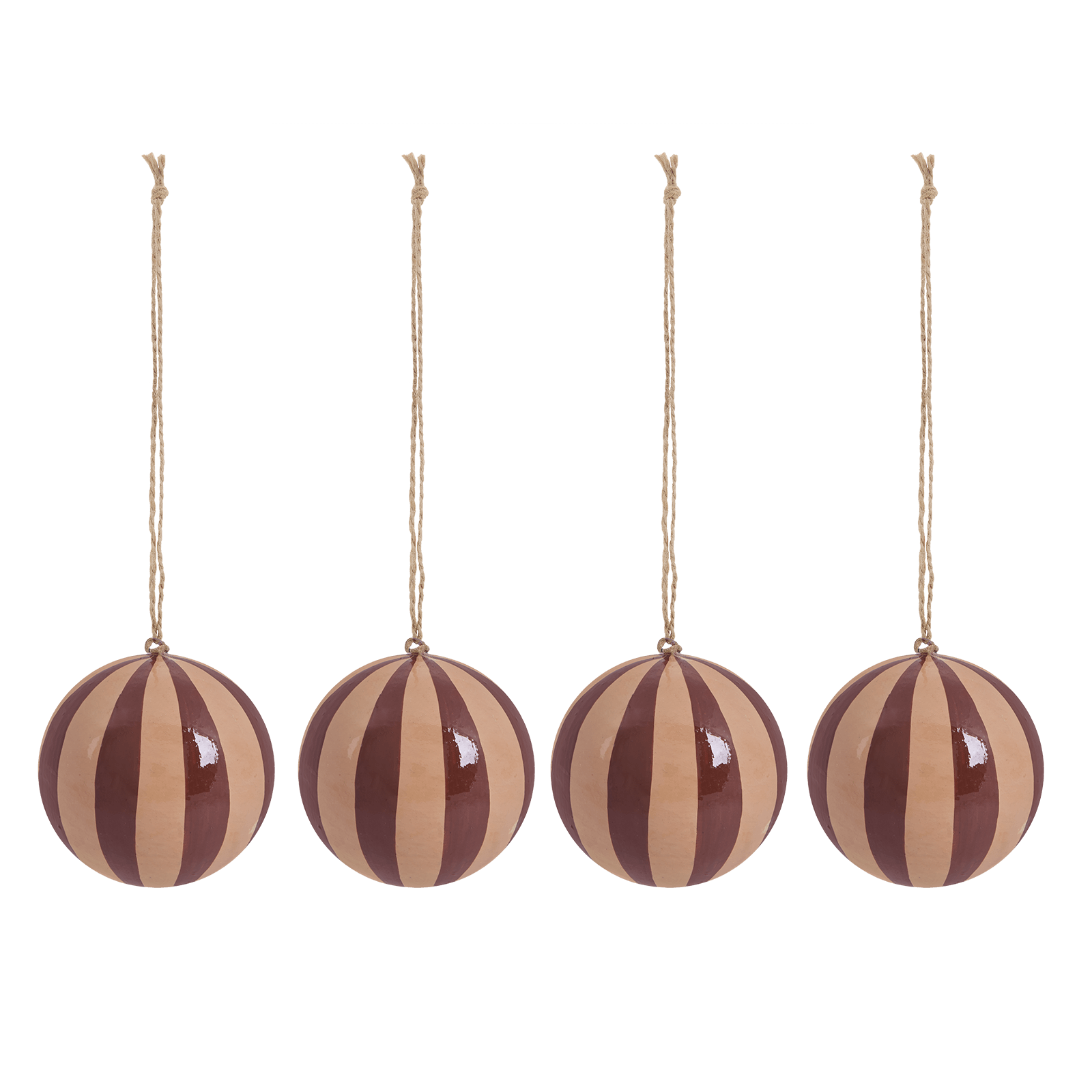 Striped Baubles 4 pack - Pink