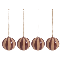 Striped Baubles 4 pack - Pink