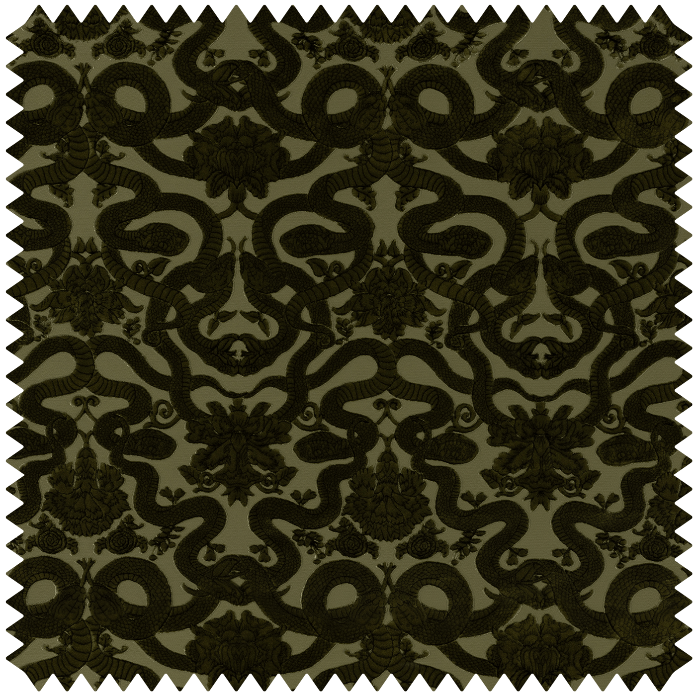 ANACONDA Cut-Velvet - Olive Green