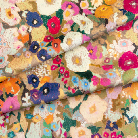 HOLLYHOCKS Velvet Curtain - Spring secondary image