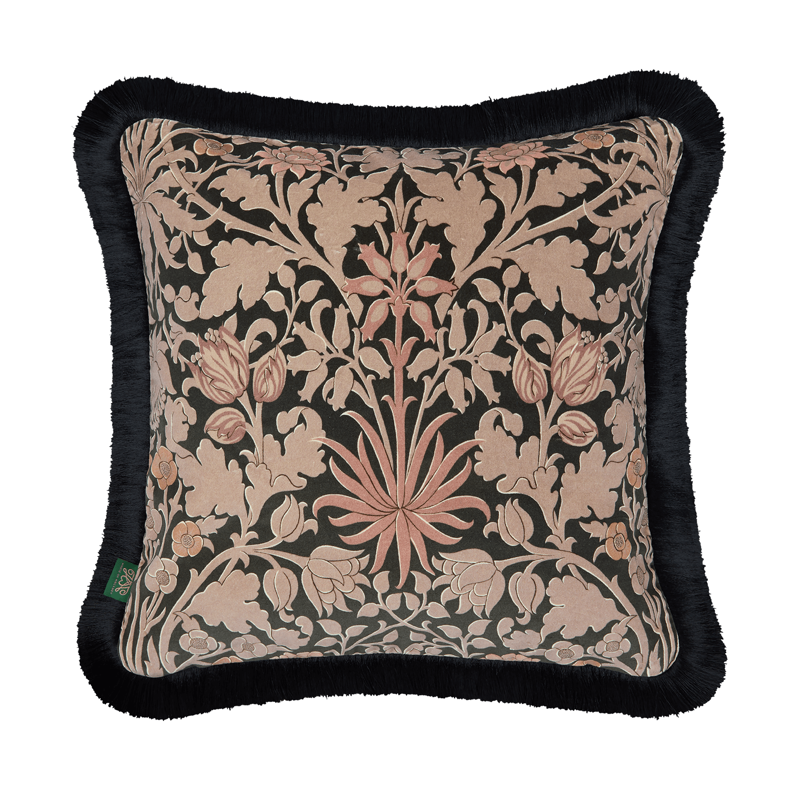 HYACINTH NOVELLUS Velvet Fringed Cushion - Noir