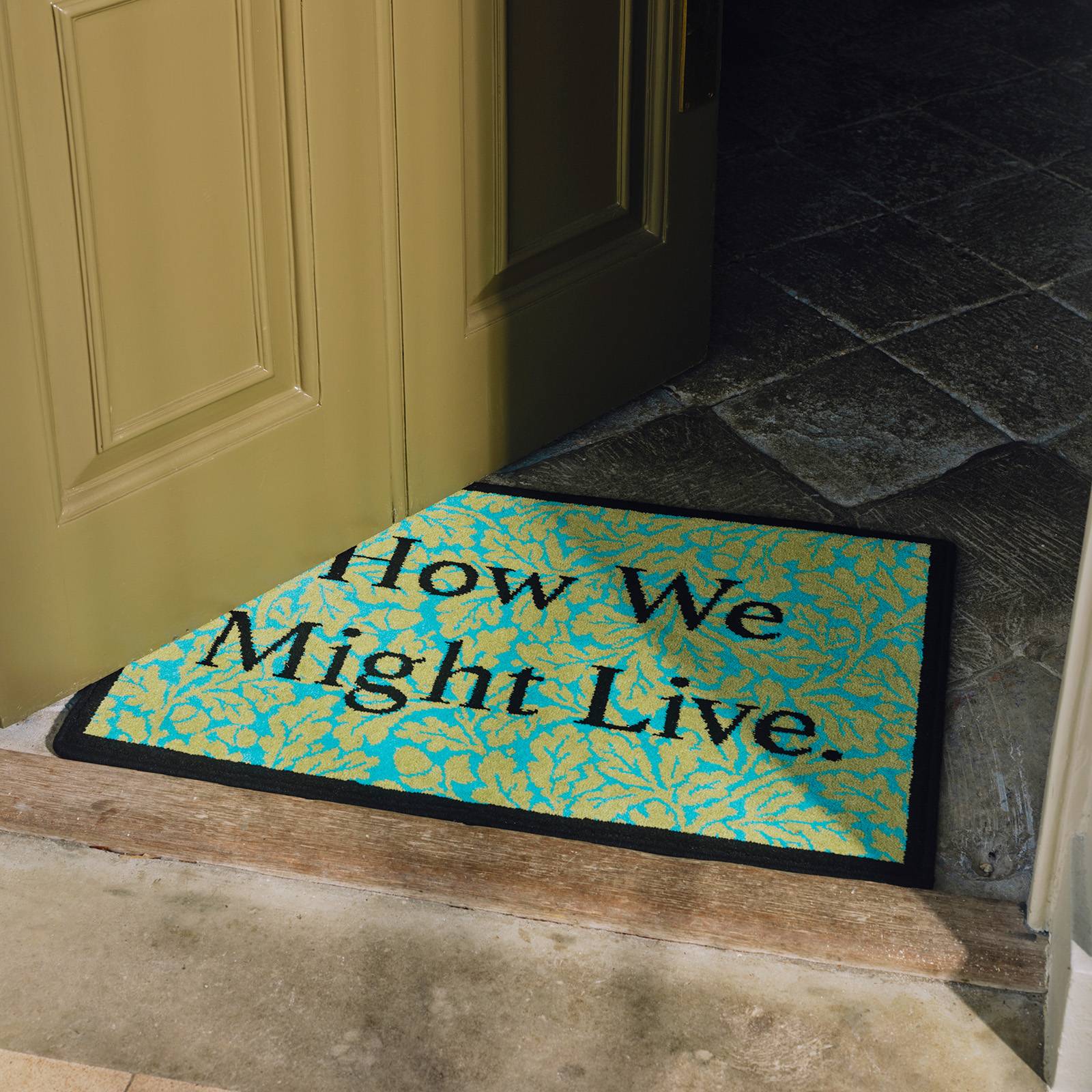 HOW WE MIGHT LIVE Jeremy Deller Doormat - Chartreuse