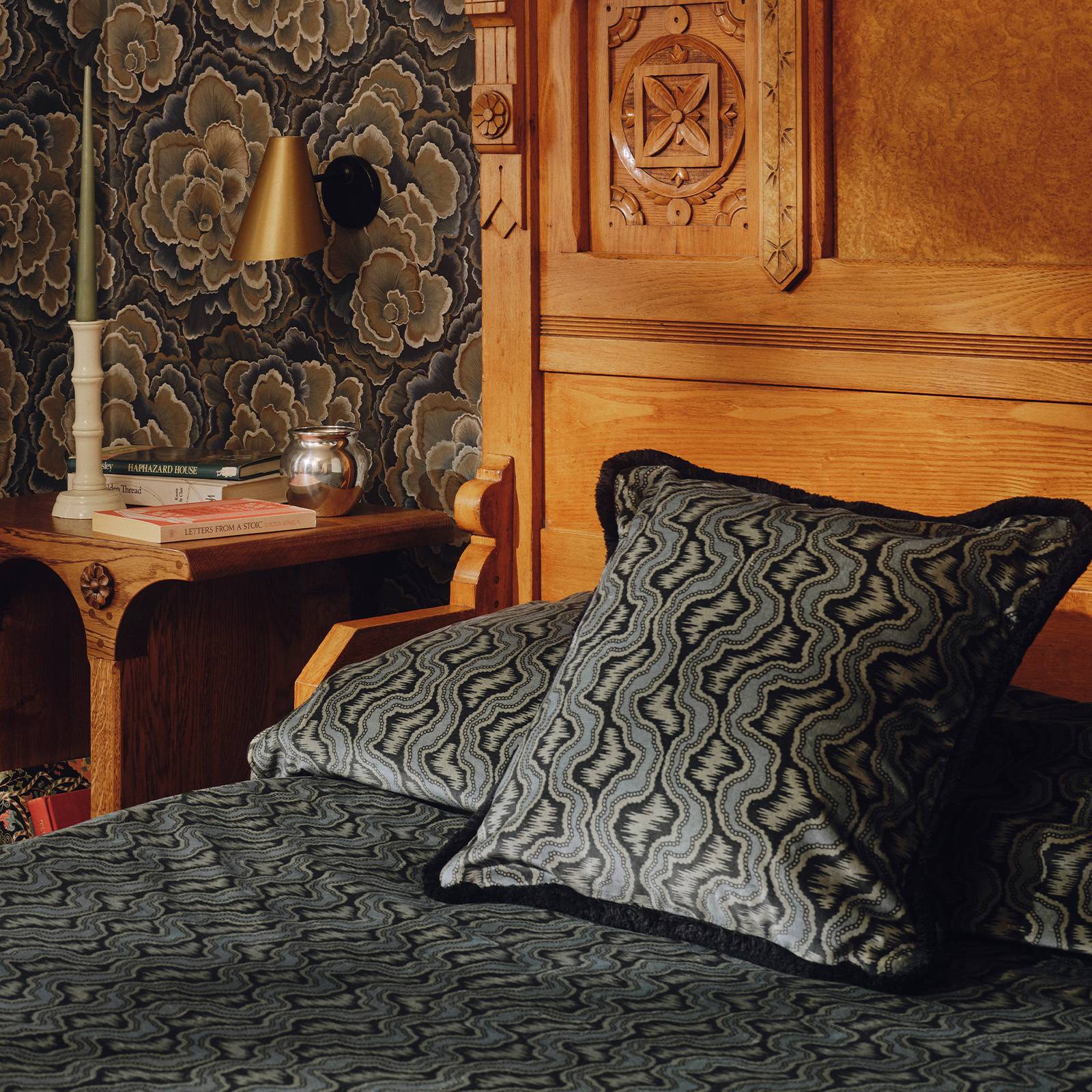 XYLEM Velvet Medium Fringed Cushion - Apatite